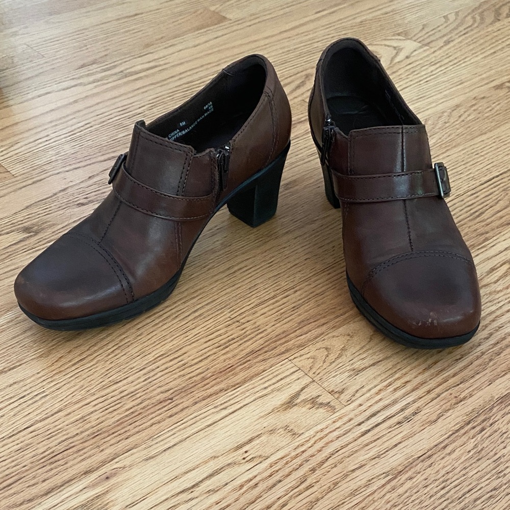 Clarks Bendables Elegant Brown Leather Heels 8M